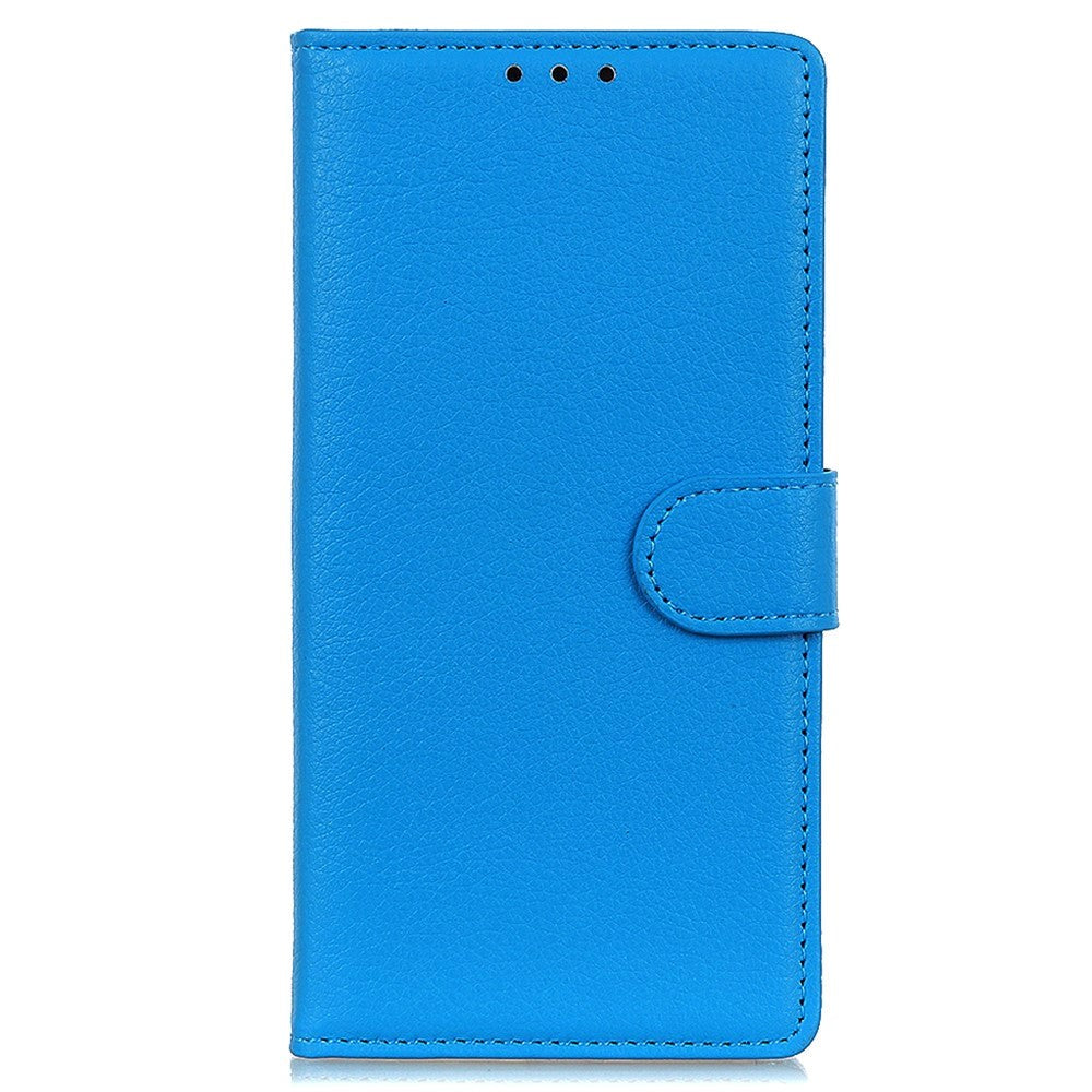 iPhone 15 Litchi Læder Cover m. Pung - Blå