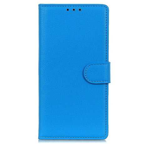 iPhone 15 Litchi Læder Cover m. Pung - Blå