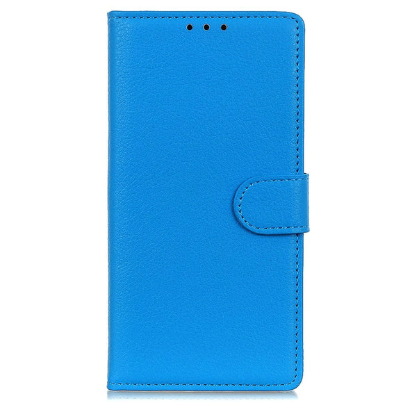 iPhone 15 Litchi Læder Cover m. Pung - Blå