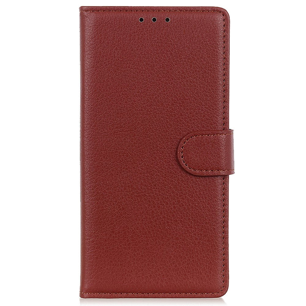 iPhone 15 Litchi Læder Cover m. Pung - Brun