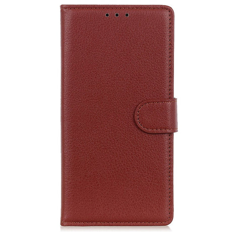 iPhone 15 Litchi Læder Cover m. Pung - Brun