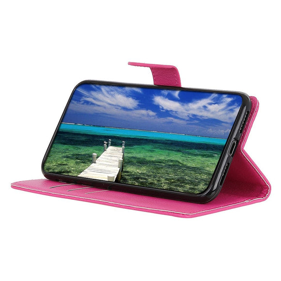 iPhone 15 Litchi Læder Cover m. Pung - Lyserød
