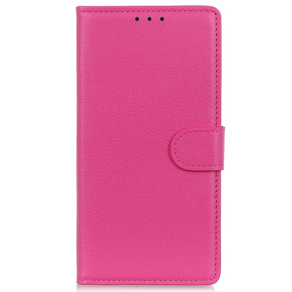 iPhone 15 Litchi Læder Cover m. Pung - Lyserød