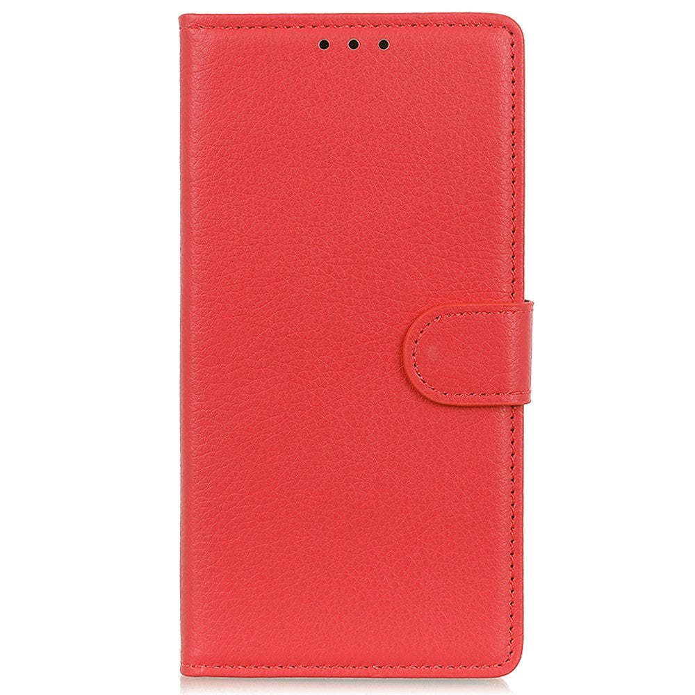 iPhone 15 Litchi Læder Cover m. Pung - Rød