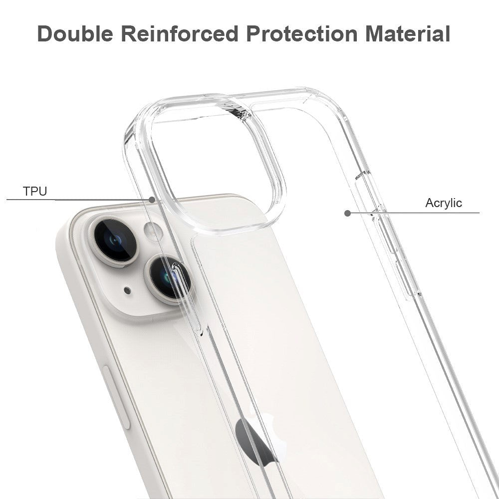 iPhone 15 Hybrid Plastik Cover - Gennemsigtig