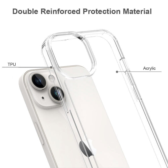 iPhone 15 Hybrid Plastik Cover - Gennemsigtig