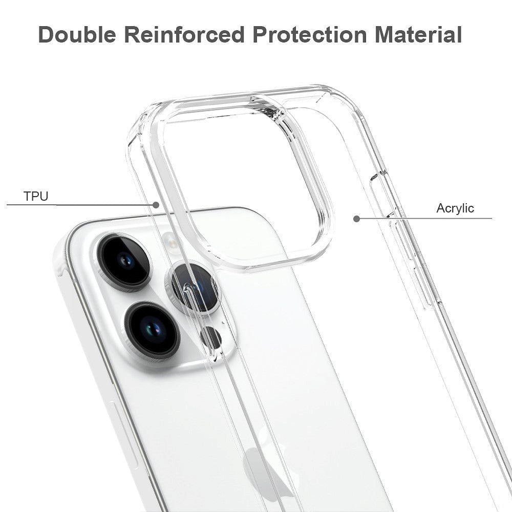 iPhone 15 Pro Hybrid Plastik Cover - Gennemsigtig