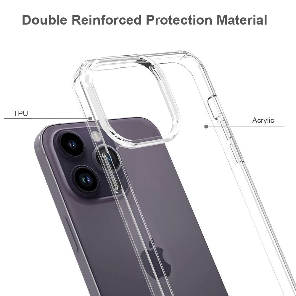 iPhone 15 Pro Max Hybrid Plastik Cover - Gennemsigtig