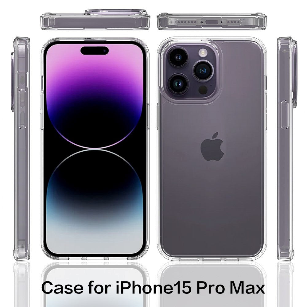 iPhone 15 Pro Max Hybrid Plastik Cover - Gennemsigtig