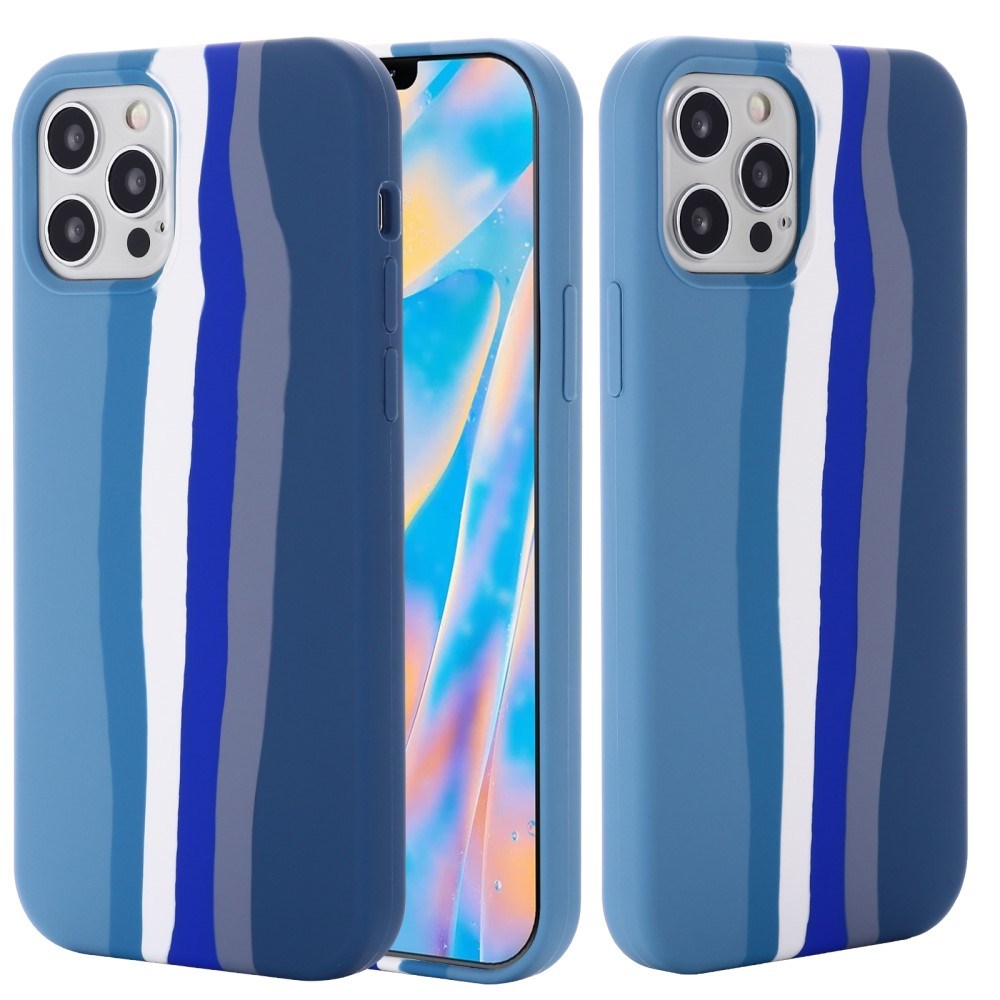 iPhone 15 Pro Max Silikone Cover - Blå Regnbue