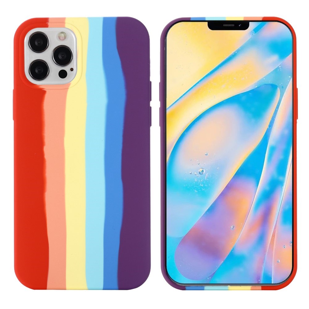 iPhone 15 Pro Silikone Cover - Rød Regnbue