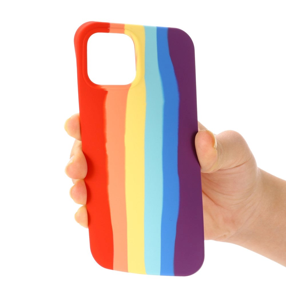 iPhone 15 Pro Silikone Cover - Rød Regnbue