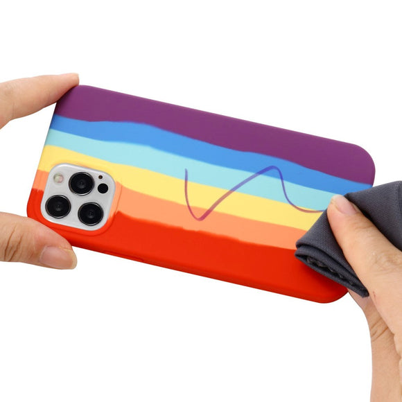 iPhone 15 Pro Silikone Cover - Rød Regnbue
