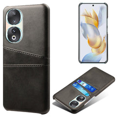 Honor 90 Læderbetrukket Plastik Cover m. Kortholder - Sort