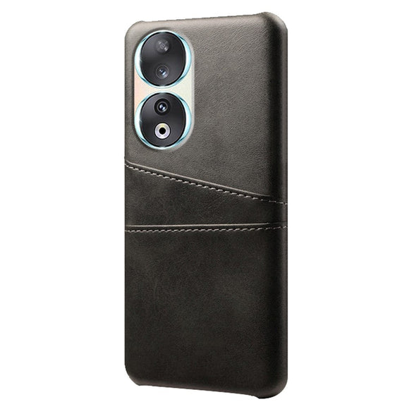 Honor 90 Læderbetrukket Plastik Cover m. Kortholder - Sort