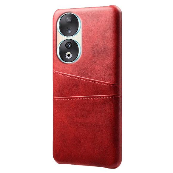Honor 90 Læderbetrukket Plastik Cover m. Kortholder - Rød