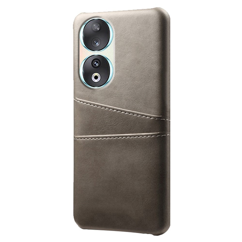 Honor 90 Læderbetrukket Plastik Cover m. Kortholder - Grå