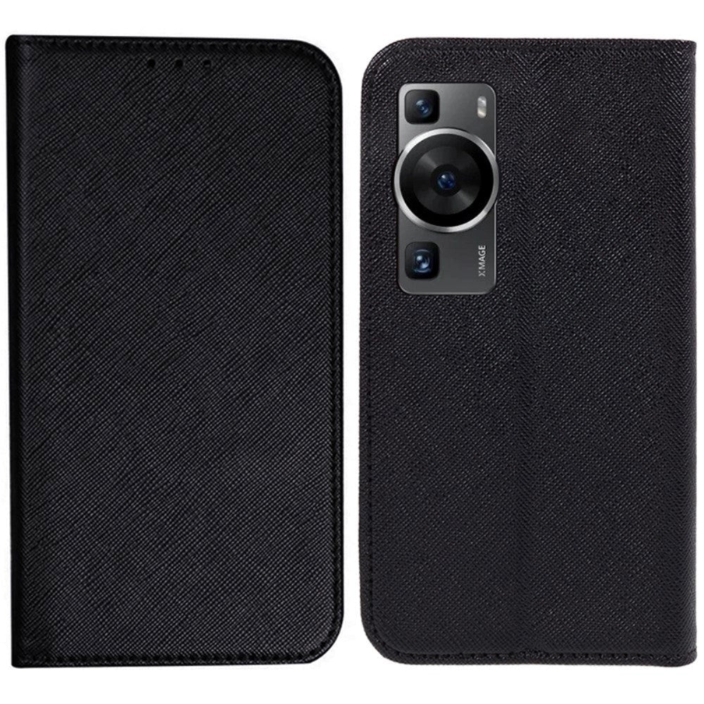Huawei P60 Pro Læder Flip Cover m. Pung - Sort
