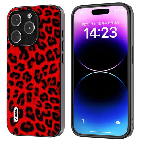 iPhone 15 Pro Max Fleksibelt Bagside Cover - Leopard Mønster - Rød