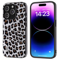 iPhone 15 Pro Max Fleksibelt Bagside Cover - Leopard Mønster - Sølv