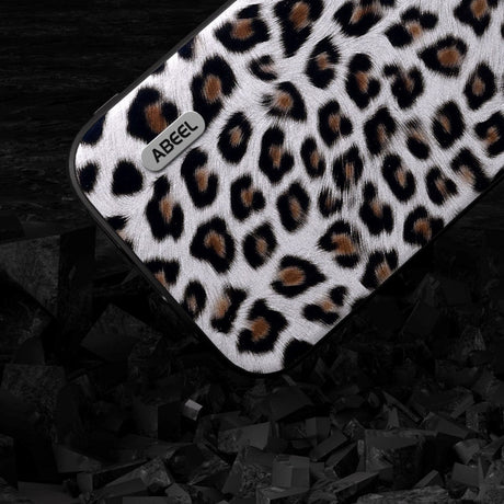 iPhone 15 Pro Max Fleksibelt Bagside Cover - Leopard Mønster - Sølv