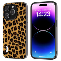 iPhone 15 Pro Fleksibelt Bagside Cover - Leopard Mønster - Guld