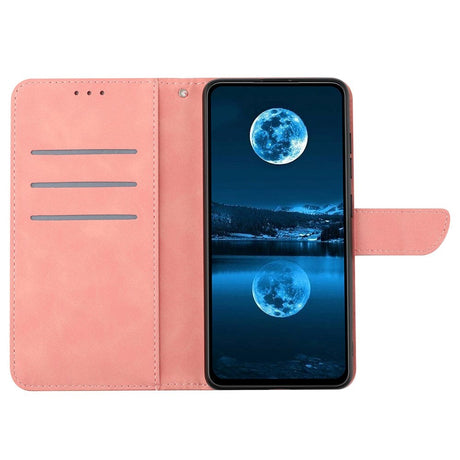 iPhone 15 Pro Max Læder Cover m. Pung & Strop - Line Mønster - Pink
