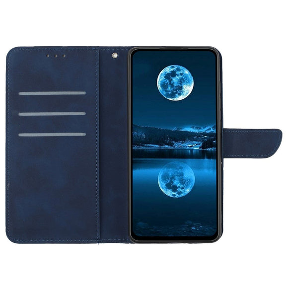 iPhone 15 Pro Max Læder Cover m. Pung & Strop - Line Mønster - Blå