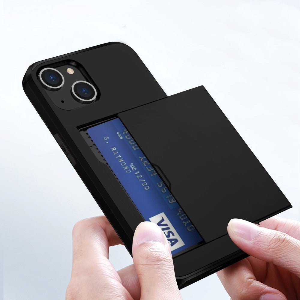 iPhone 15 Hybrid Håndværkercover m. Kortholder - Sort