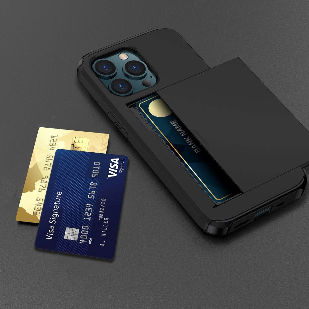 iPhone 15 Pro Max Hybrid Håndværkercover m. Kortholder - Sort