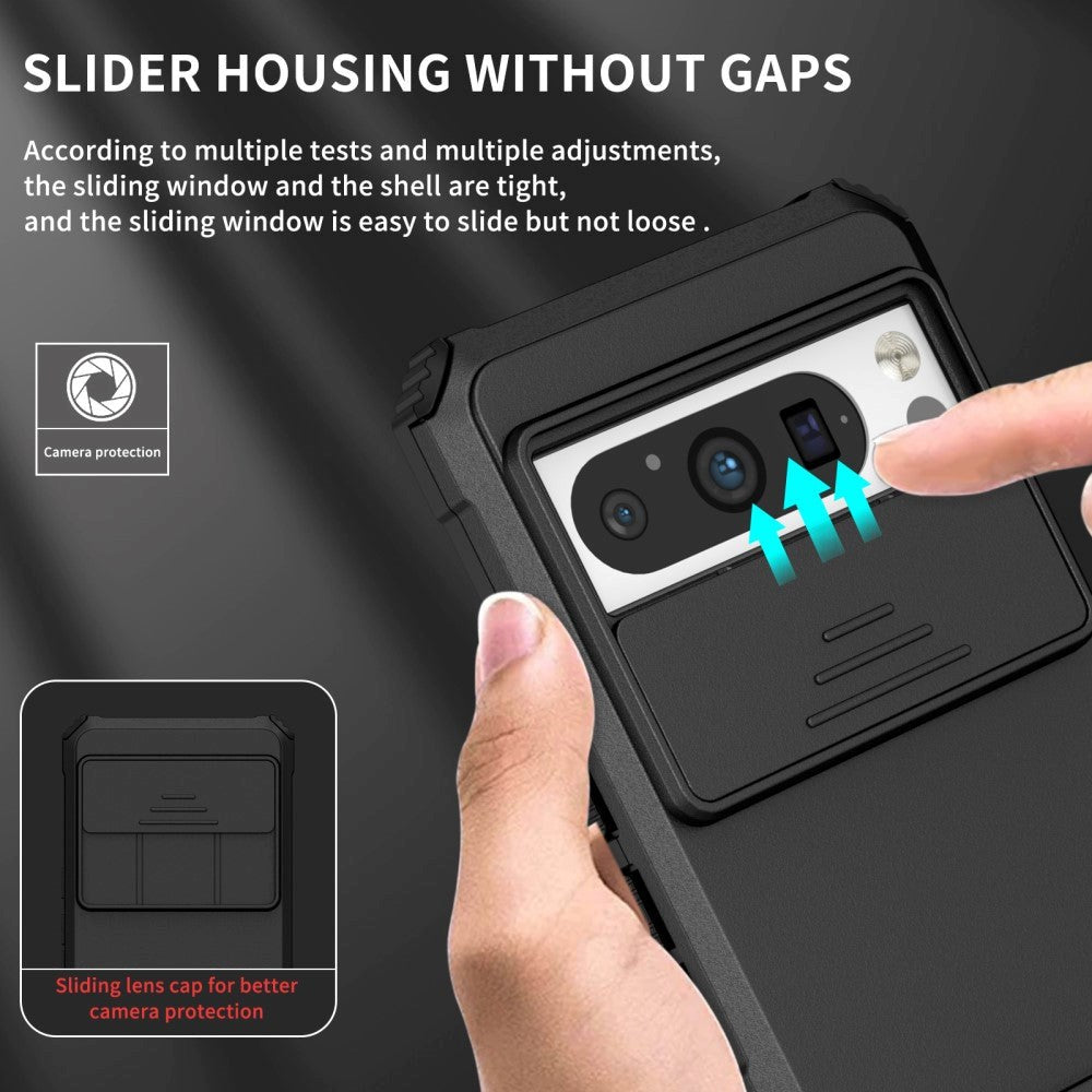 Google Pixel 8 Pro Håndværker Cover m. Kickstand & Cam Slider - Sort