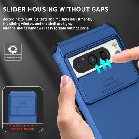 Google Pixel 8 Pro Håndværker Cover m. Kickstand & Cam Slider - Blå