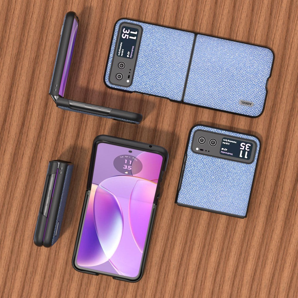 Motorola Razr 40 Ultra Hårdt Plastik Cover m. Rhinsten - Blå
