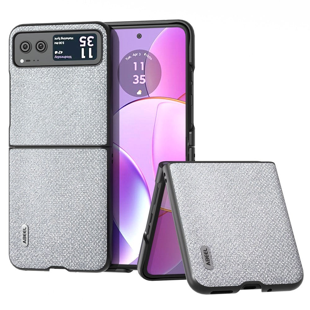 Motorola Razr 40 Ultra Hårdt Plastik Cover m. Rhinsten - Sølv