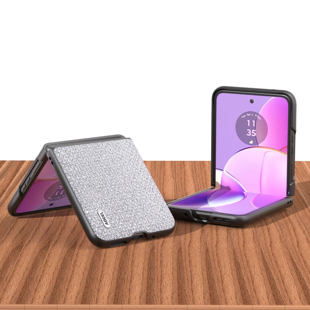 Motorola Razr 40 Ultra Hårdt Plastik Cover m. Rhinsten - Sølv