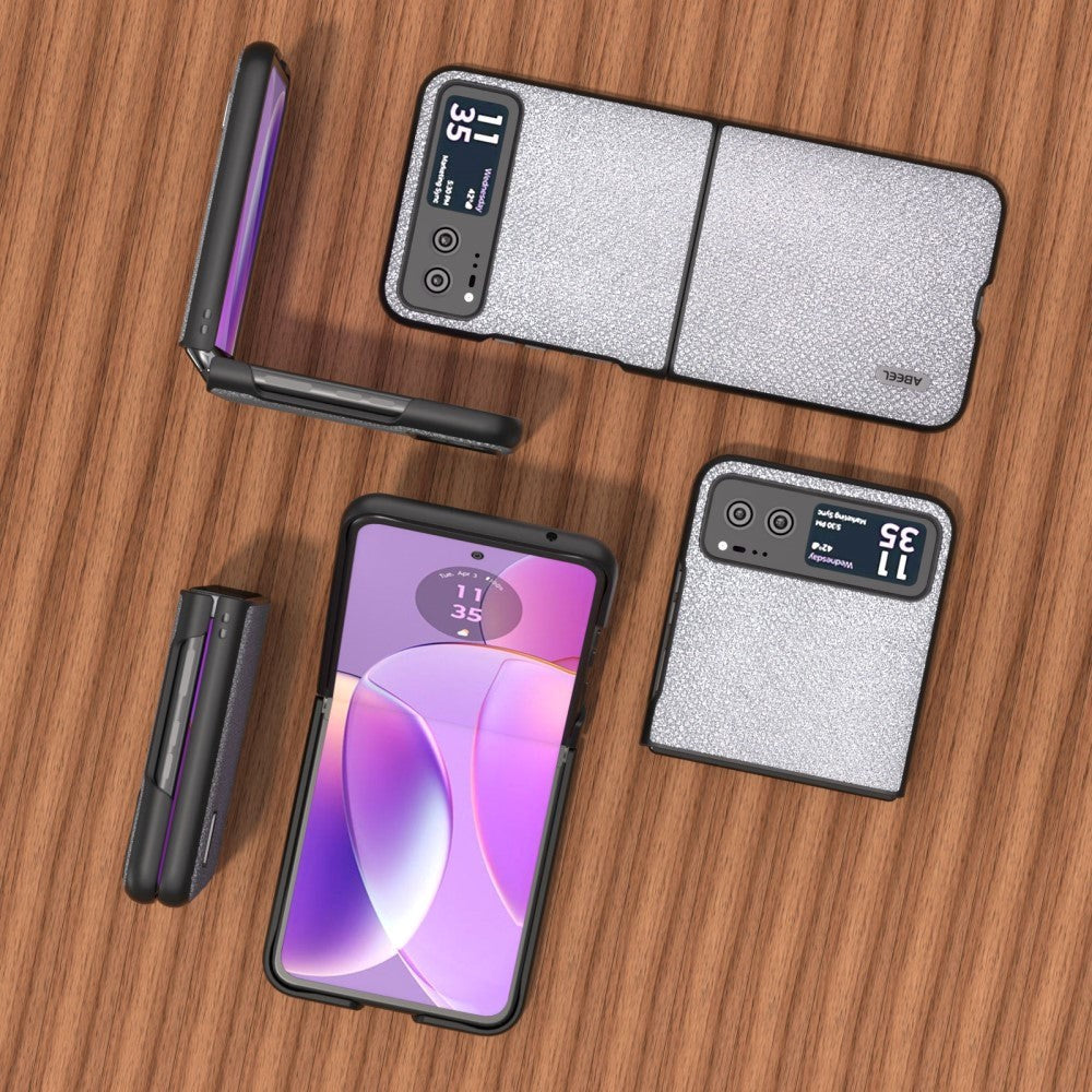 Motorola Razr 40 Ultra Hårdt Plastik Cover m. Rhinsten - Sølv