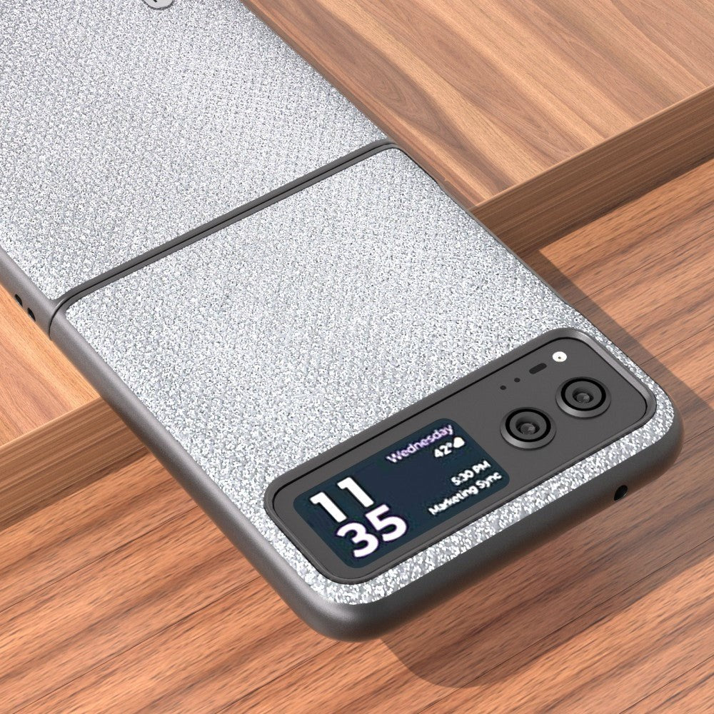 Motorola Razr 40 Ultra Hårdt Plastik Cover m. Rhinsten - Sølv