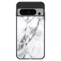 Google Pixel 8 Pro Plastik Cover m. Glasbagside - Hvid Marmor