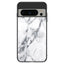 Google Pixel 8 Pro Plastik Cover m. Glasbagside - Hvid Marmor
