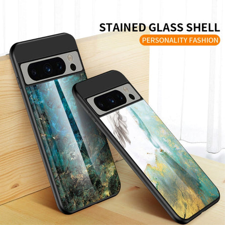 Google Pixel 8 Pro Plastik Cover m. Glasbagside - Hvid Marmor