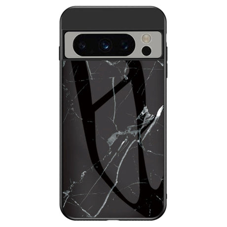 Google Pixel 8 Pro Plastik Cover m. Glasbagside - Sort Marmor
