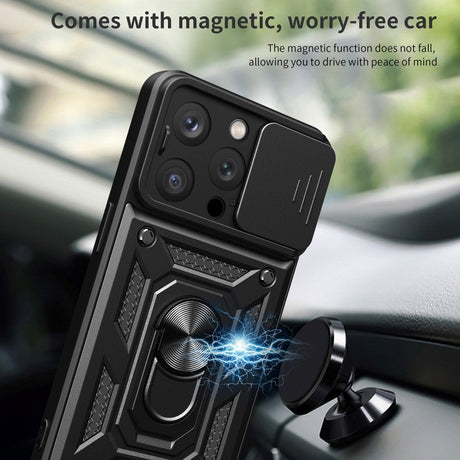 iPhone 15 Pro Håndværker Cover m. Magnetisk Kickstand & Cam Slider - Guld