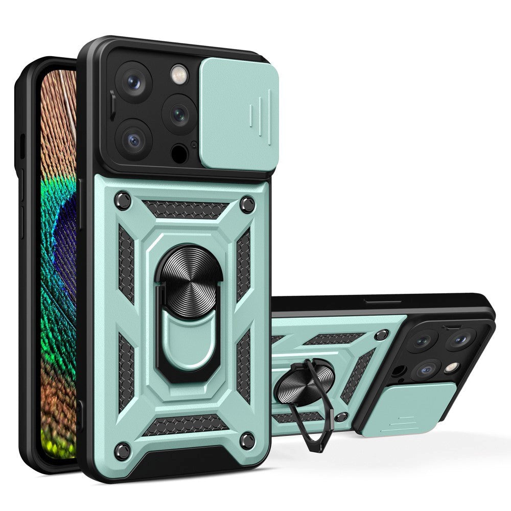 iPhone 15 Pro Håndværker Cover m. Magnetisk Kickstand & Cam Slider - Grøn