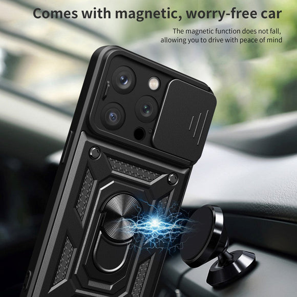 iPhone 15 Pro Håndværker Cover m. Magnetisk Kickstand & Cam Slider - Grøn