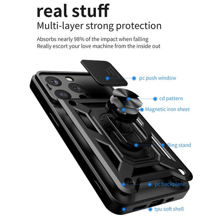 iPhone 15 Pro Håndværker Cover m. Magnetisk Kickstand & Cam Slider - Grøn