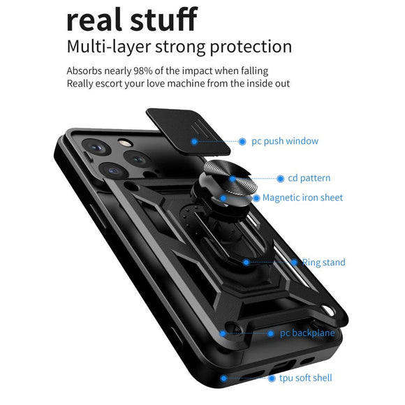 iPhone 15 Pro Håndværker Cover m. Magnetisk Kickstand & Cam Slider - Grøn
