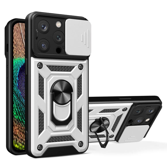 iPhone 15 Pro Håndværker Cover m. Magnetisk Kickstand & Cam Slider - Sølv