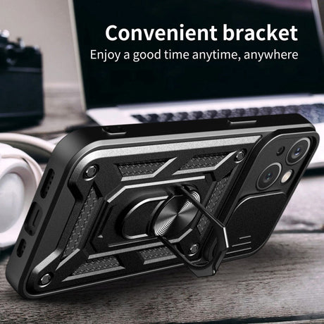 iPhone 15 Håndværker Cover m. Magnetisk Kickstand & Cam Slider - Guld