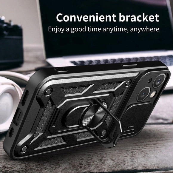 iPhone 15 Håndværker Cover m. Magnetisk Kickstand & Cam Slider - Guld