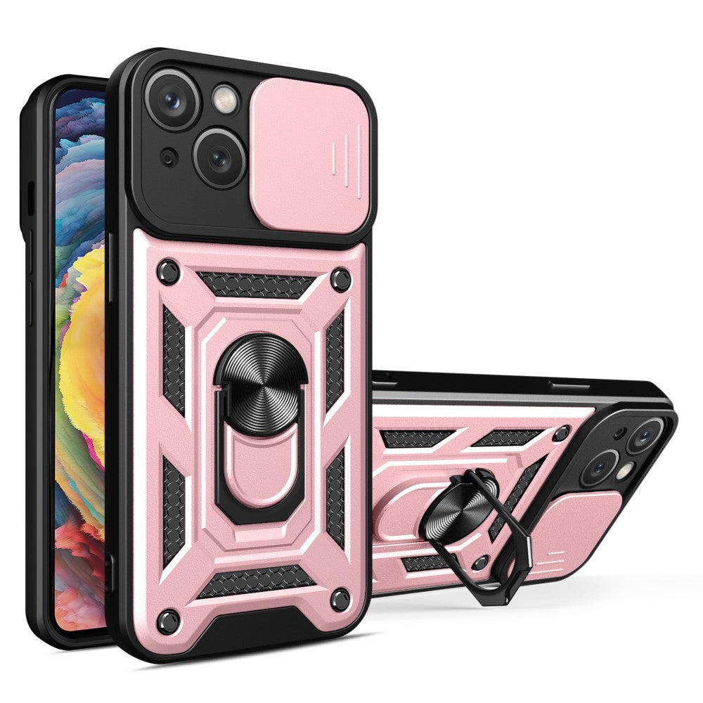 iPhone 15 Håndværker Cover m. Magnetisk Kickstand & Cam Slider - Rose Gold